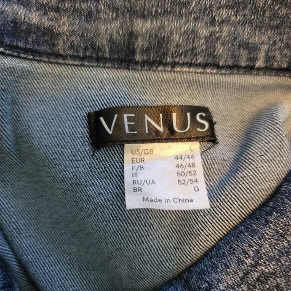 Venus Women's Distressed Bling Button Jean Jacket L - Picture 4 of 5